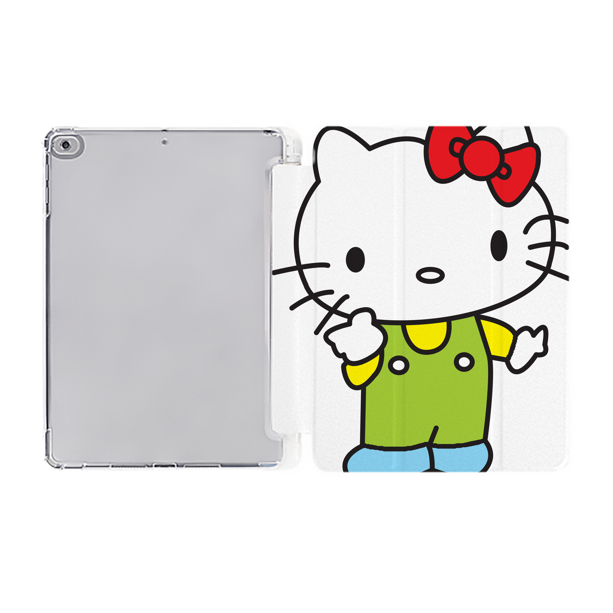 （画像用） Hello Kitty ハローキティ IPad ケース ペン収納付き 三つ折りスタンド PUレザー×シリコン 対応機種9.5/10.5/10.9インチ